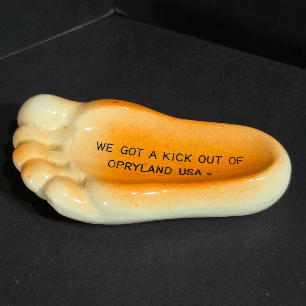 Vintage Opryland USA Ceramic Foot Ashtray Trinket Dish Nashville TN Souvenir 70s